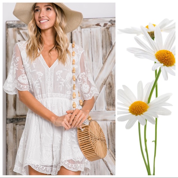The Amelia White Boho Romper. - Picture 2 of 8